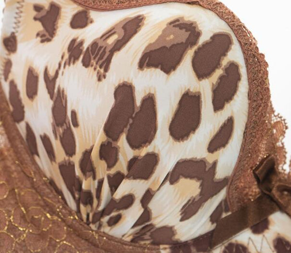 Spring and Autumn Shell Sexy Lace Leopard Print Bra Set Anti-sagging Bra