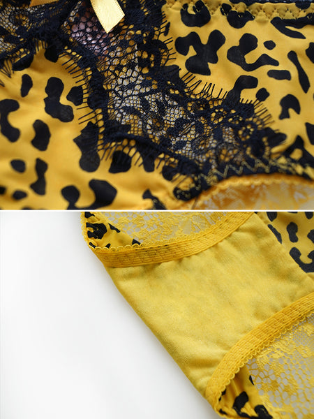 AERENEY Leopard Pattern Sexy Thin Lace Traceless Flat Corner Underpants