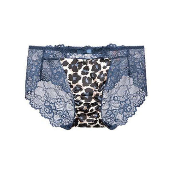 Sexy Leopard Pattern Lace Thin Tie Low Waist Flat Corner Pants