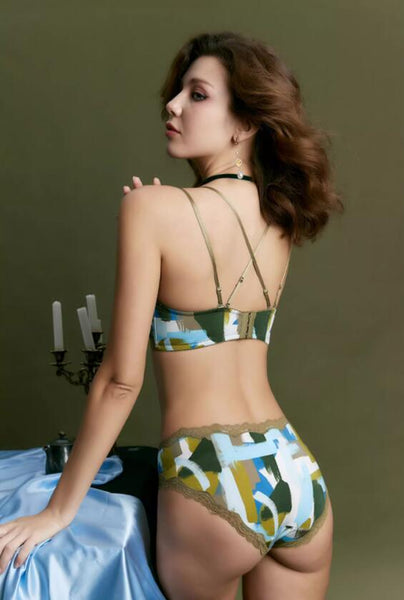 AERENEY Lace Sexy Lace Graffiti Print Flat Corner Underpants