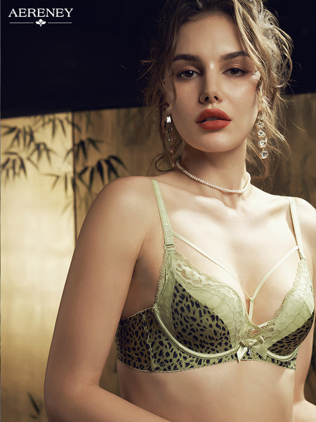Sexy Strap Leopard Print Petite Lace Bra Thin Bra