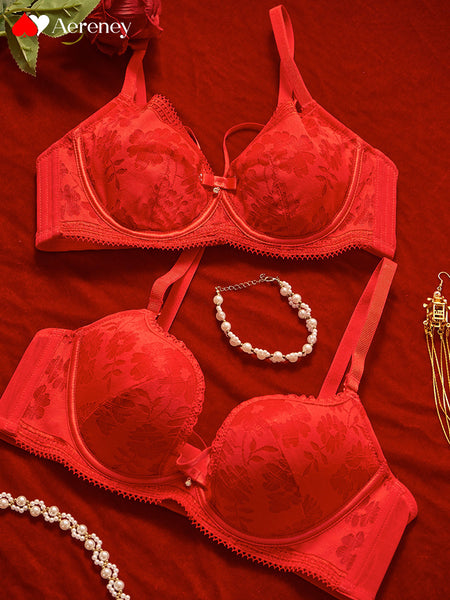 AERENEY 2024 Dragon Year Red Bra Set Lace Bra