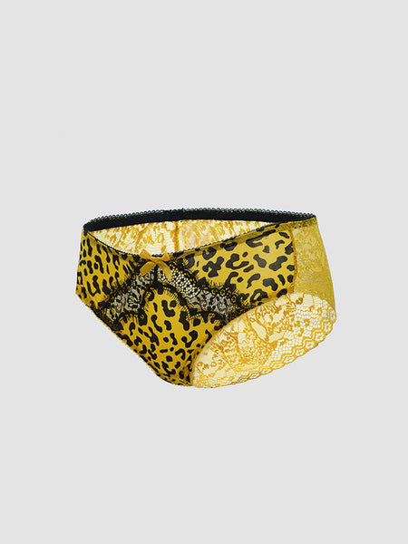 AERENEY Leopard Pattern Sexy Thin Lace Traceless Flat Corner Underpants