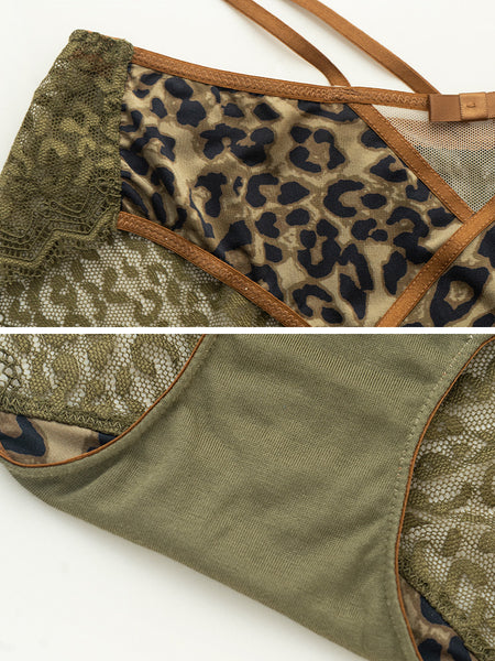 AERENEY Sexy Leopard Pattern Modal Pure Cotton Bottom Flat Corner Pants