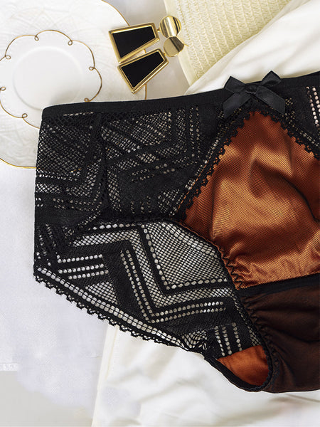 AERENEY Sexy Lace Mid Low Rise Traceless Flat Corner Pants