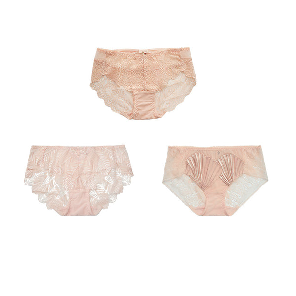 AERENEY Sexy Lace Thin Modal Bottom Breathable Flat Corner Pants