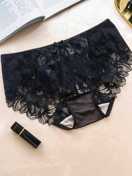 AERENEY Sexy Lace Breathable Pure Cotton Bottom Flat Corner Pants