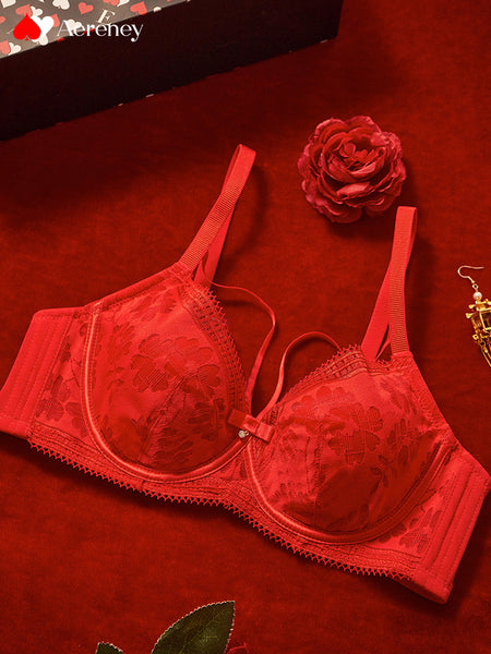 AERENEY 2024 Dragon Year Red Bra Set Lace Bra