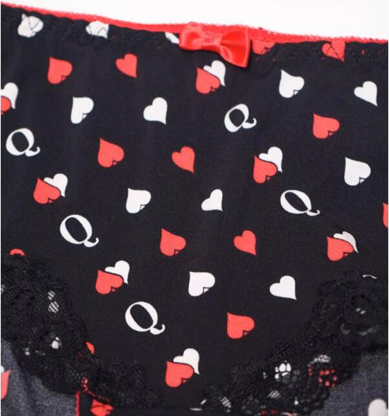 AERENEY Mid Low Rise Heart Print Sexy Flat Corner Pants