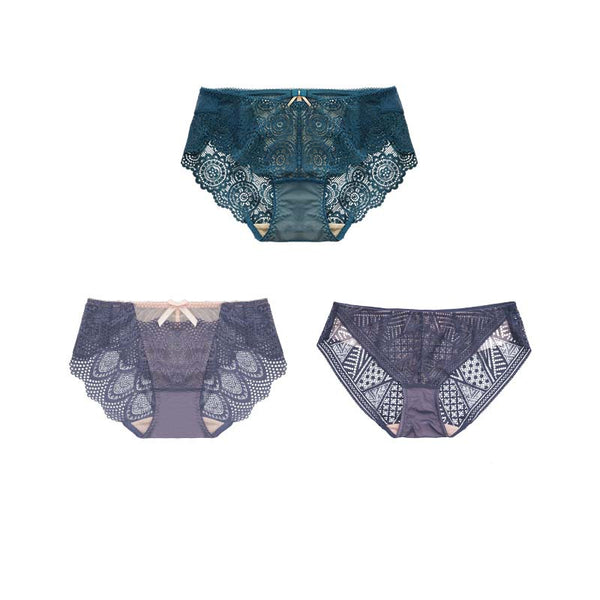 AERENEY Sexy Lace Thin Modal Bottom Breathable Flat Corner Pants