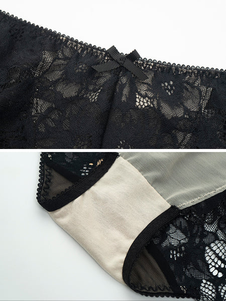 AERENEY Sexy Lace Breathable Pure Cotton Bottom Flat Corner Pants
