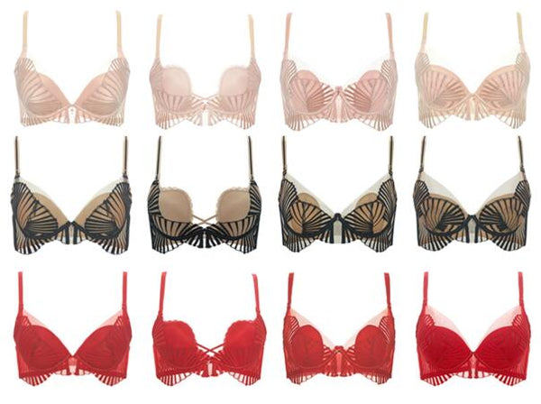 AERENEY Sexy Red Dragon Year Embroidered Lace Soft Support Bra