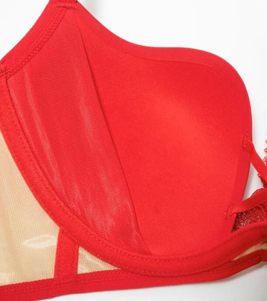 Red Wedding Panties Smooth Sexy Bra Set Thin Bra