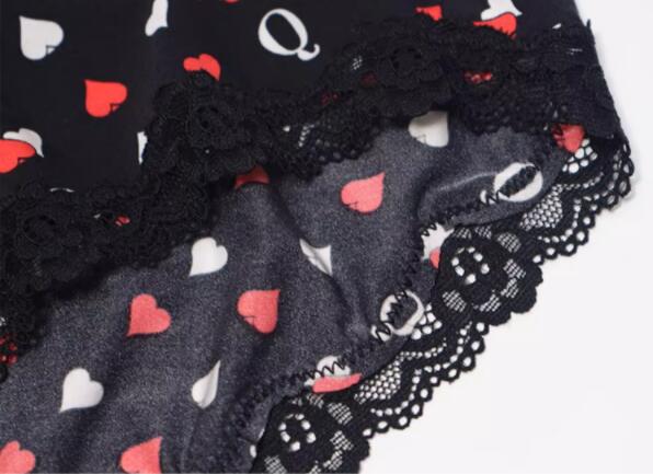 AERENEY Mid Low Rise Heart Print Sexy Flat Corner Pants