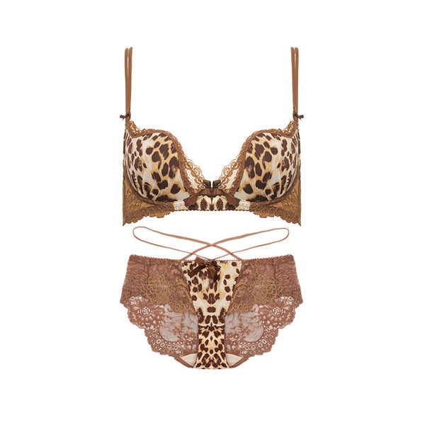 Spring and Autumn Shell Sexy Lace Leopard Print Bra Set Anti-sagging Bra
