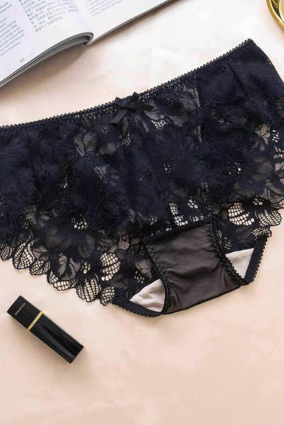 AERENEY Sexy Lace Breathable Pure Cotton Bottom Flat Corner Pants