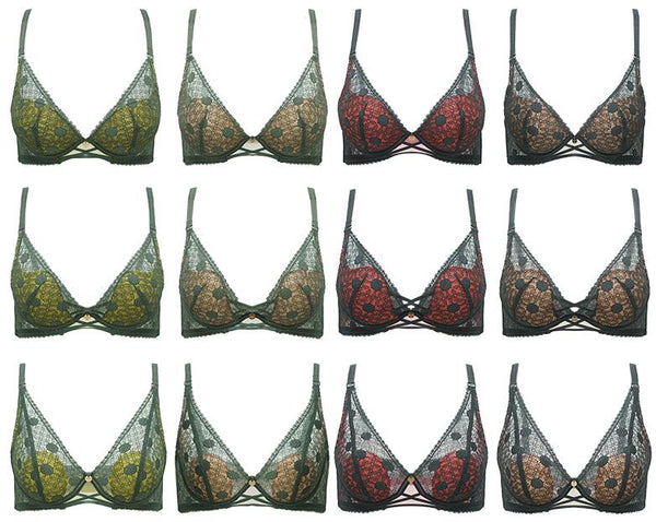 AERENEY Sexy Lace Thin Cup Push-up Bra