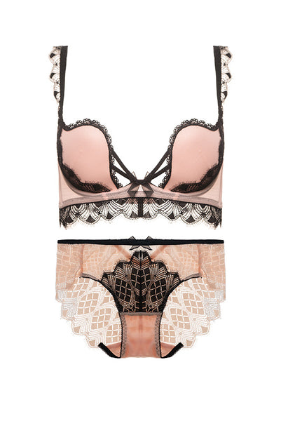 AERENEY Lace Thin Shell Cup Bra Set
