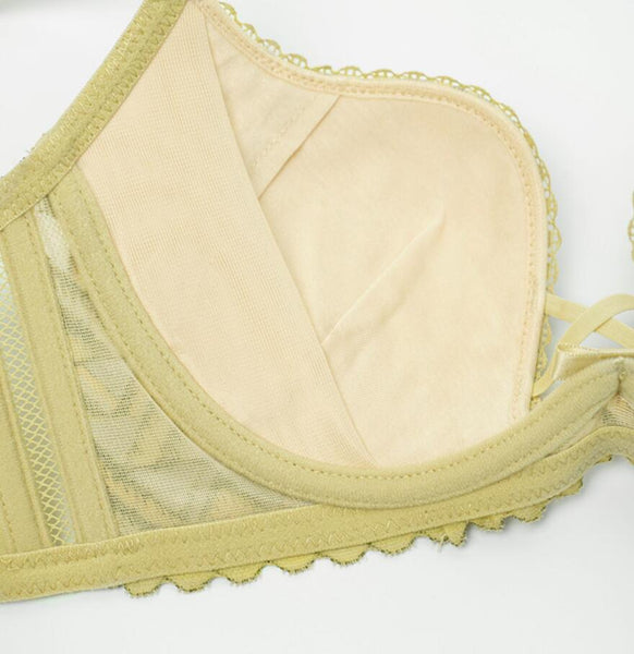 AERENEY Sexy Lace Thin Soft Underwire Bra Set