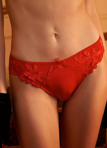 AERENEY Sexy Embroidered Lace Breathable Flat Corner Pants
