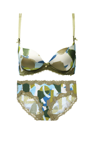 AERENEY Thin Sexy Graffiti Print Bra Set