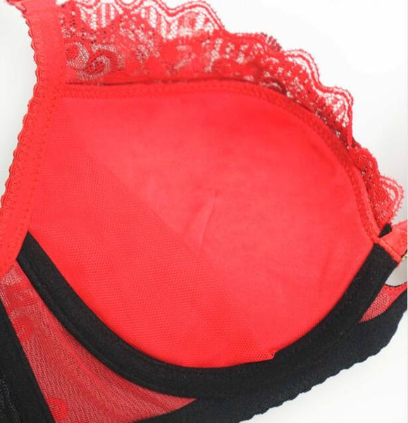 AERENEY Sexy Embroidered Lace Soft Underwire Bra Set