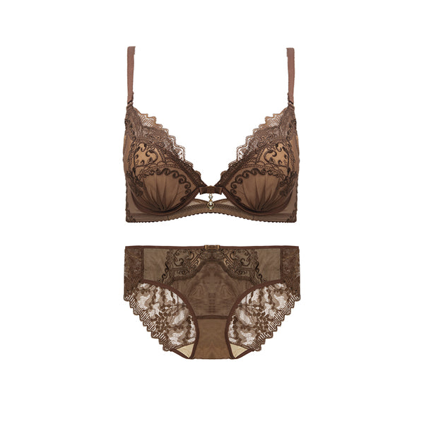 AERENEY Sexy Embroidered Lace Soft Underwire Bra Set